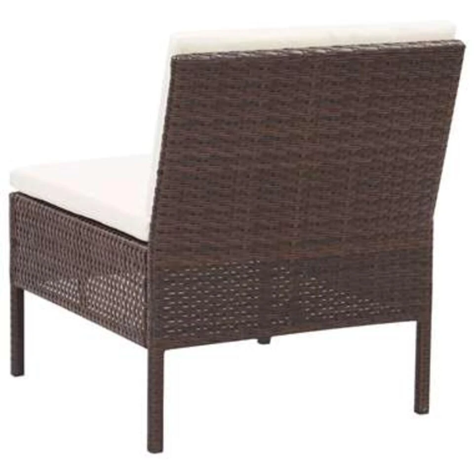 VidaXL 3-delige Loungeset Met Kussens Poly Rattan Bruin - Afbeelding 4