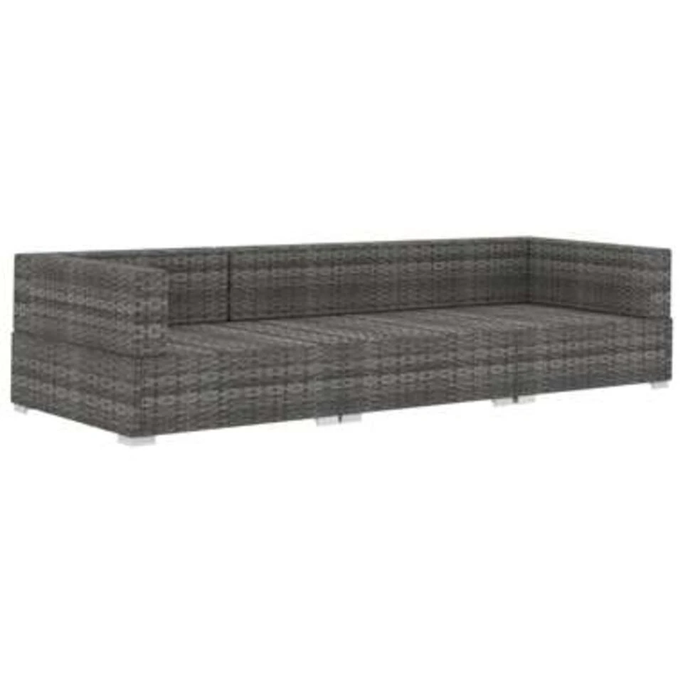VidaXL 3-delige Loungeset Met Kussens Poly Rattan Grijs - Afbeelding 3