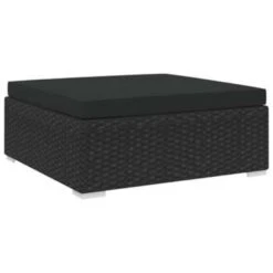 VidaXL Voetensteun 1 St Met Kussen Poly Rattan Zwart