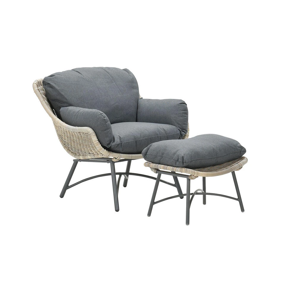 Garden Impressions Selene Loungestoelen Met Bijzettafel - Donker Grijs - Afbeelding 3