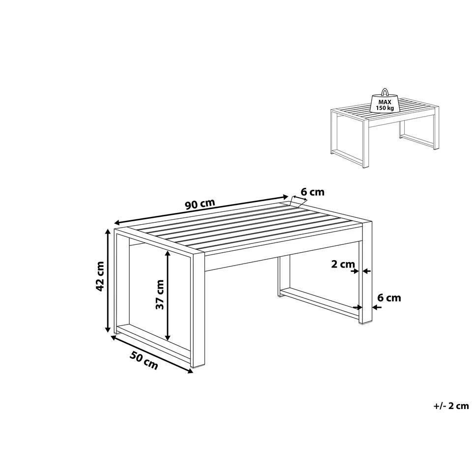 Beliani Salontafel SALERNO - Grijs Aluminium - Afbeelding 3