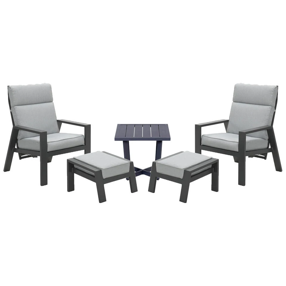VDG Max Verstelbare Loungestoelen Incl. Voetenbank + Ivy Bijzettafel