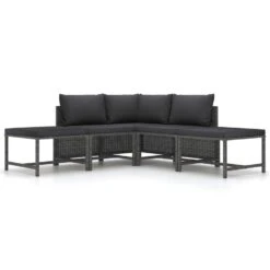 VidaXL 5-delige Loungeset Met Kussens Poly Rattan Grijs