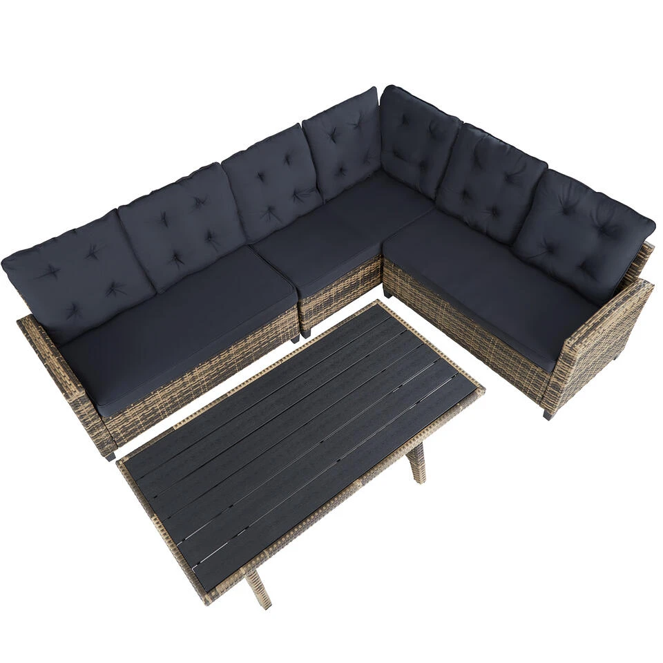 Tectake - Loungeset Catania - Wicker - Naturel - Afbeelding 4