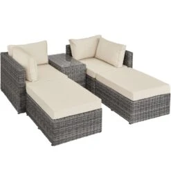 Tectake - Loungeset San Domino - Wicker - Grijs