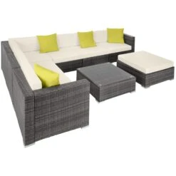 Tectake - Loungeset Marbella- Wicker Tuinset-grijs