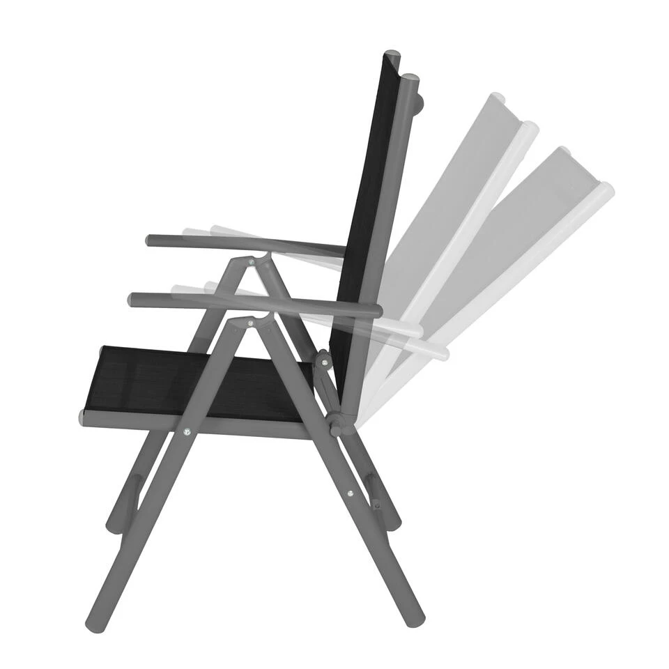 Tectake - Aluminium Tuinstoel / Tuin Stoel Antraciet - Zwart - Afbeelding 3