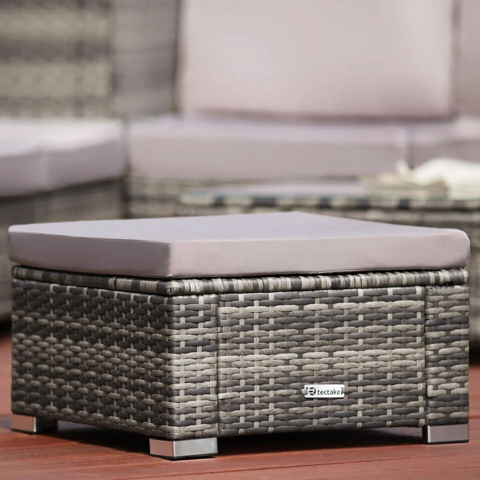 Tectake - Wicker Zitkruk -grijs- 53 X 53 X 26 Cm - Afbeelding 2