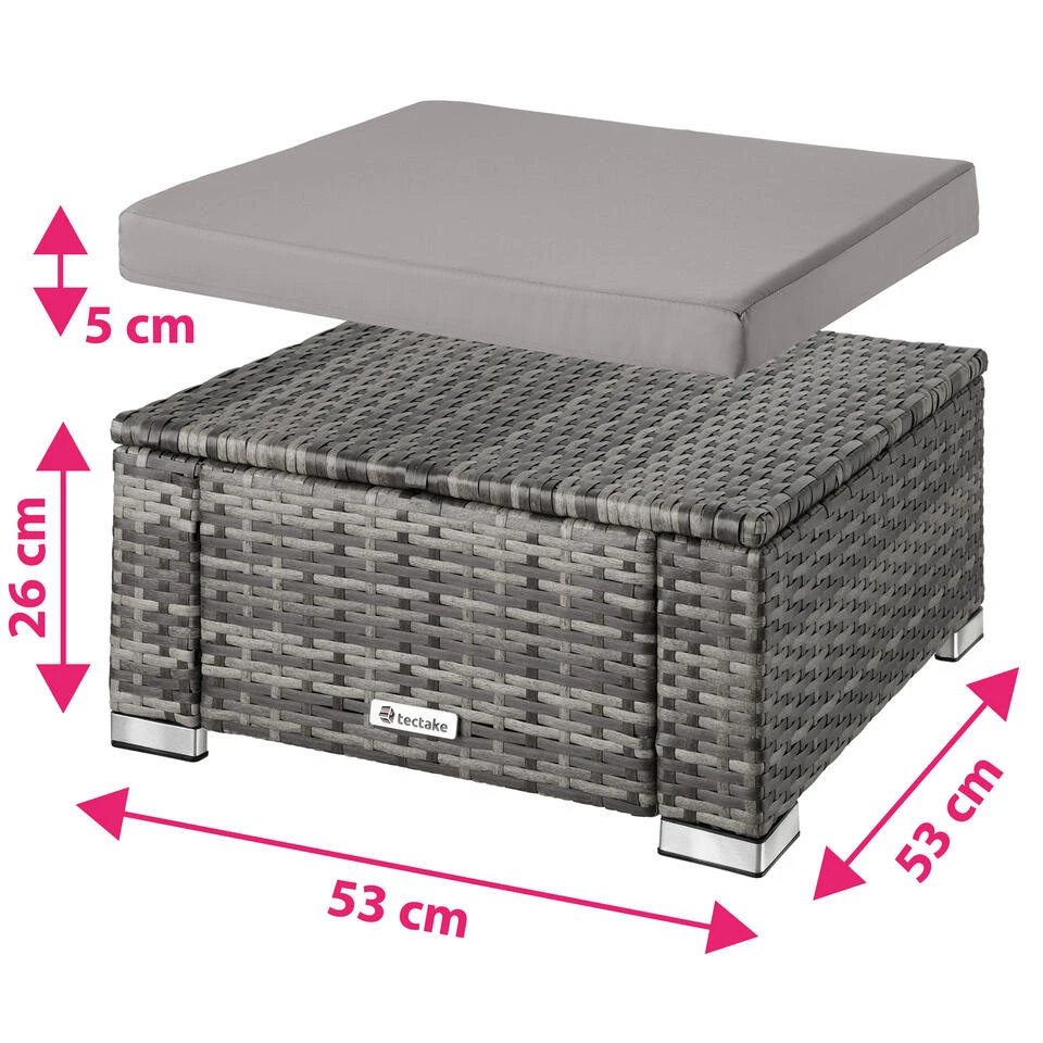 Tectake - Wicker Zitkruk -grijs- 53 X 53 X 26 Cm - Afbeelding 4