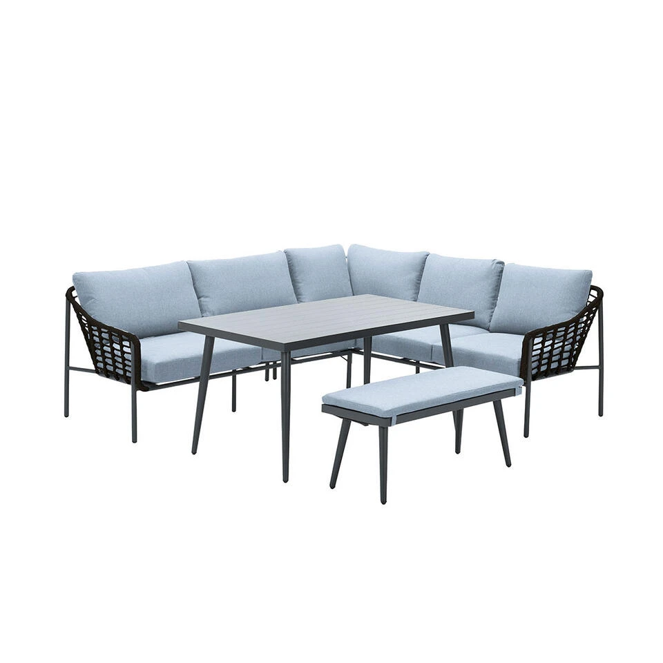 Garden Impressions Ashton Lounge Dining Set Rechts - Zwart Rotan