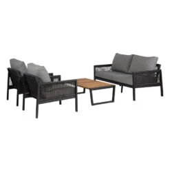 Exotan Loungeset Stoel/Bank/Tafel - Aluminium - Zwart - Set Van 4