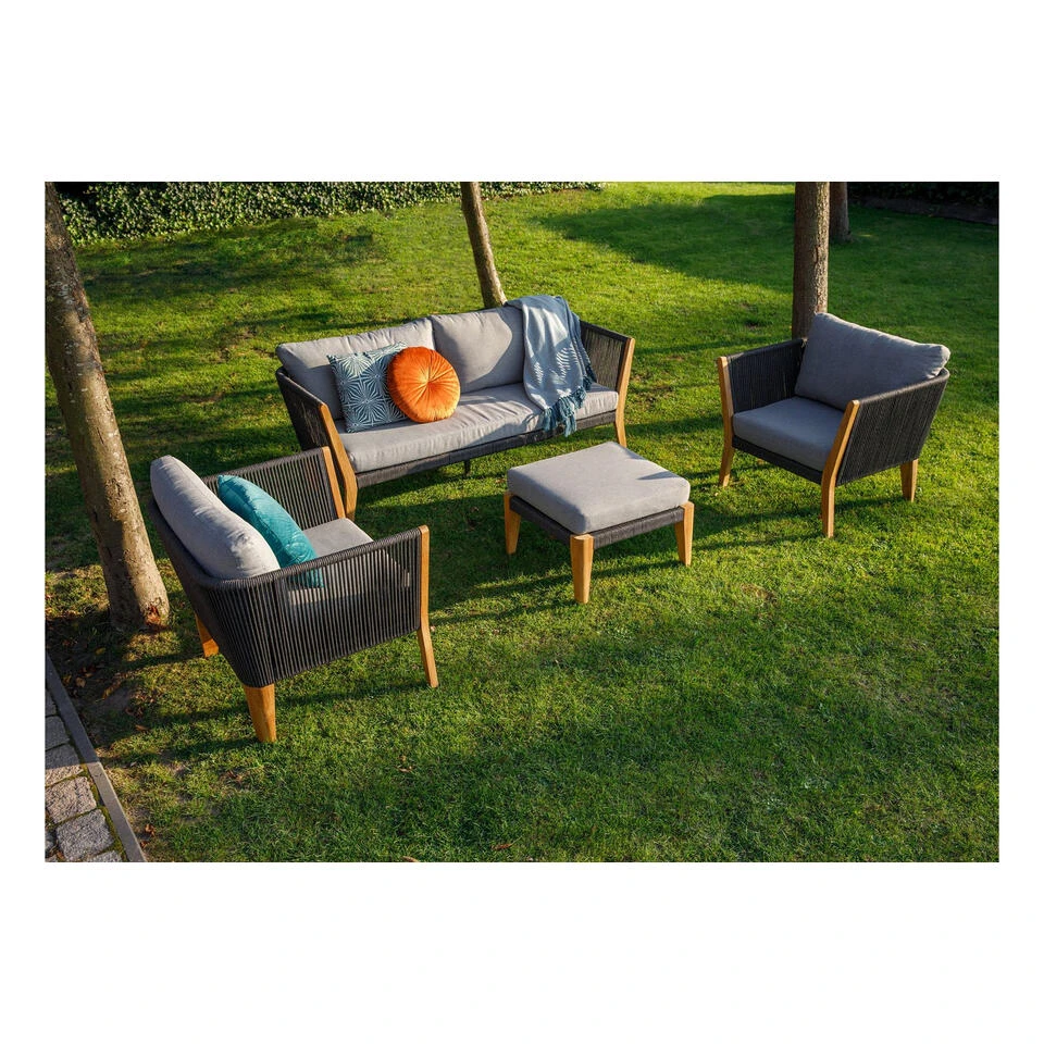 Exotan Hocker Buiten San Remo - Teak - Grijs - 31x63x63 - Afbeelding 3