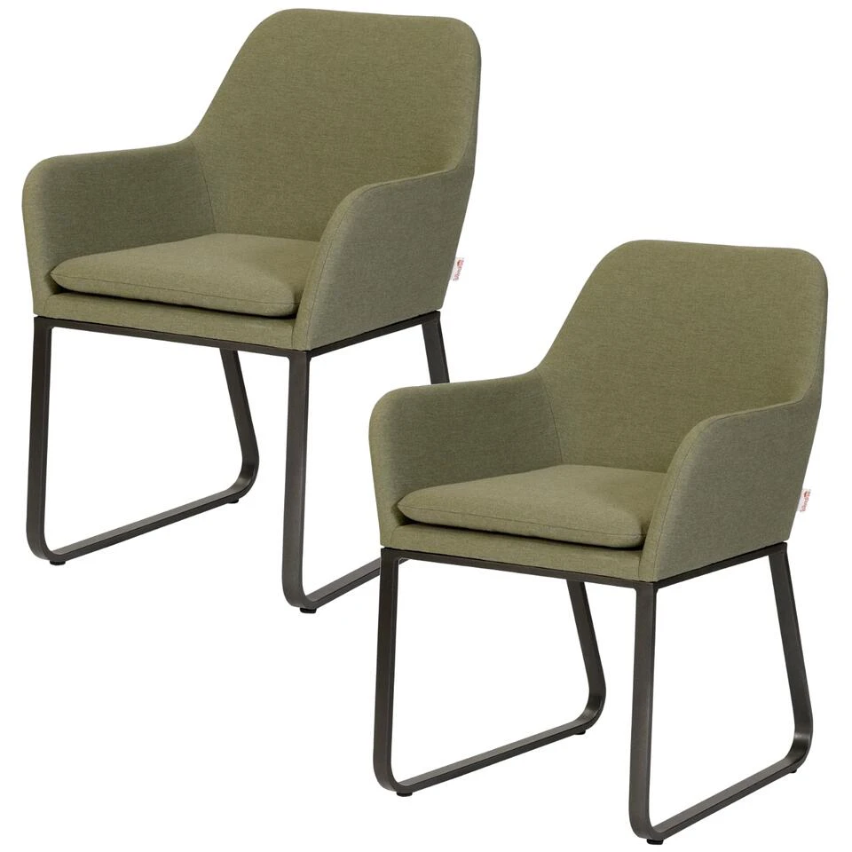 Exotan Fauteuil Buiten Plaza - Aluminium - Groen - Set Van 2