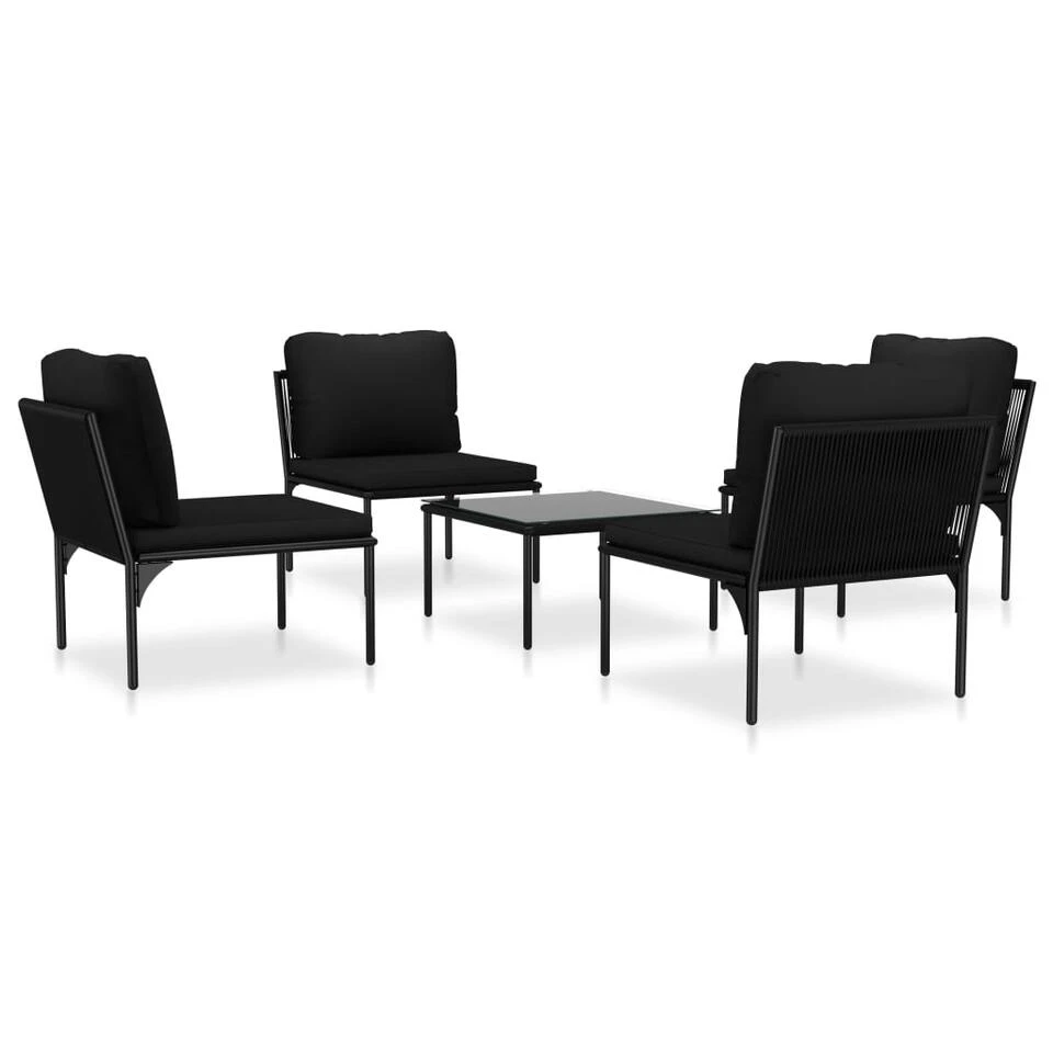 VidaXL 5-delige Loungeset Met Kussens PVC Zwart