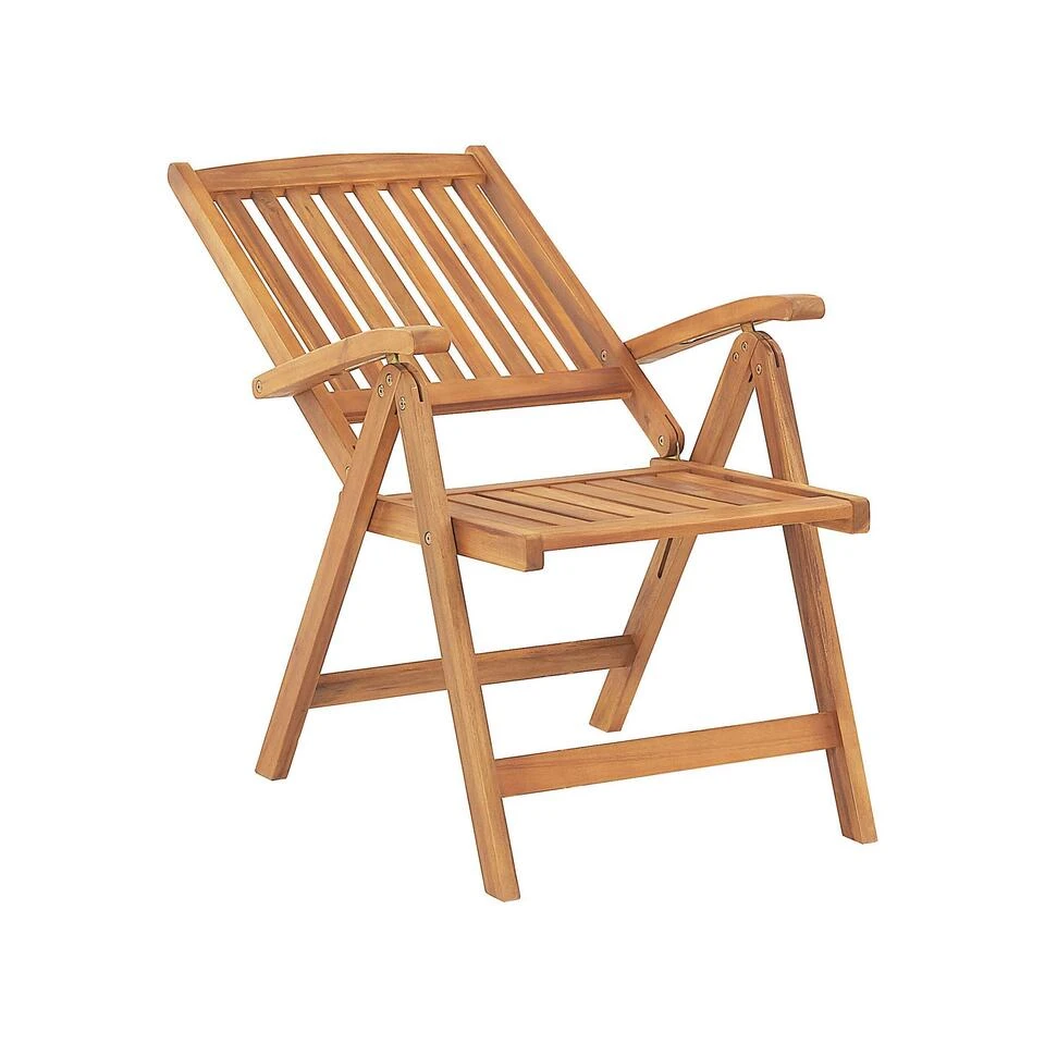 Beliani Tuinstoel JAVA - Lichte Houtkleur Acaciahout - Afbeelding 4