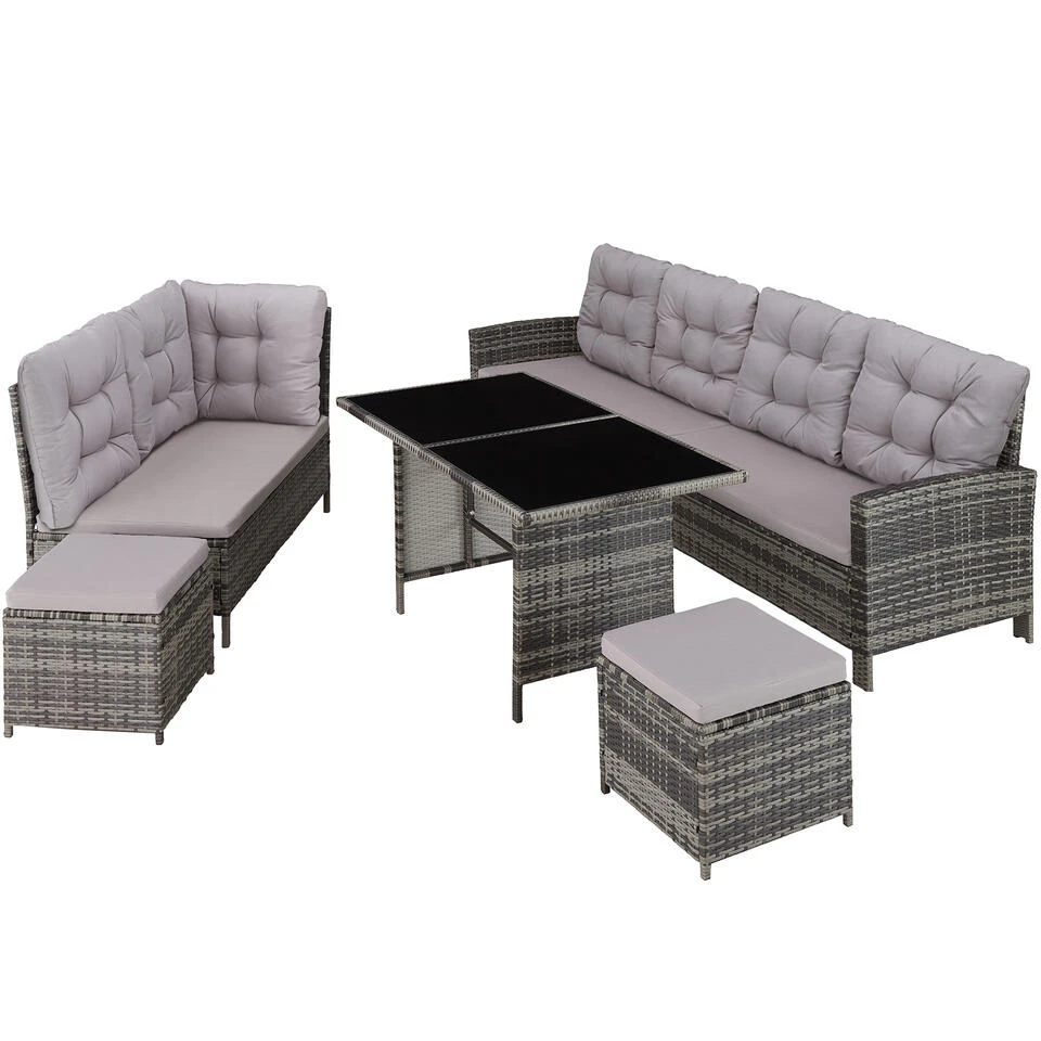 Tectake - Wicker Zitgroep Barletta - Grijs/lichtgrijs - Afbeelding 3