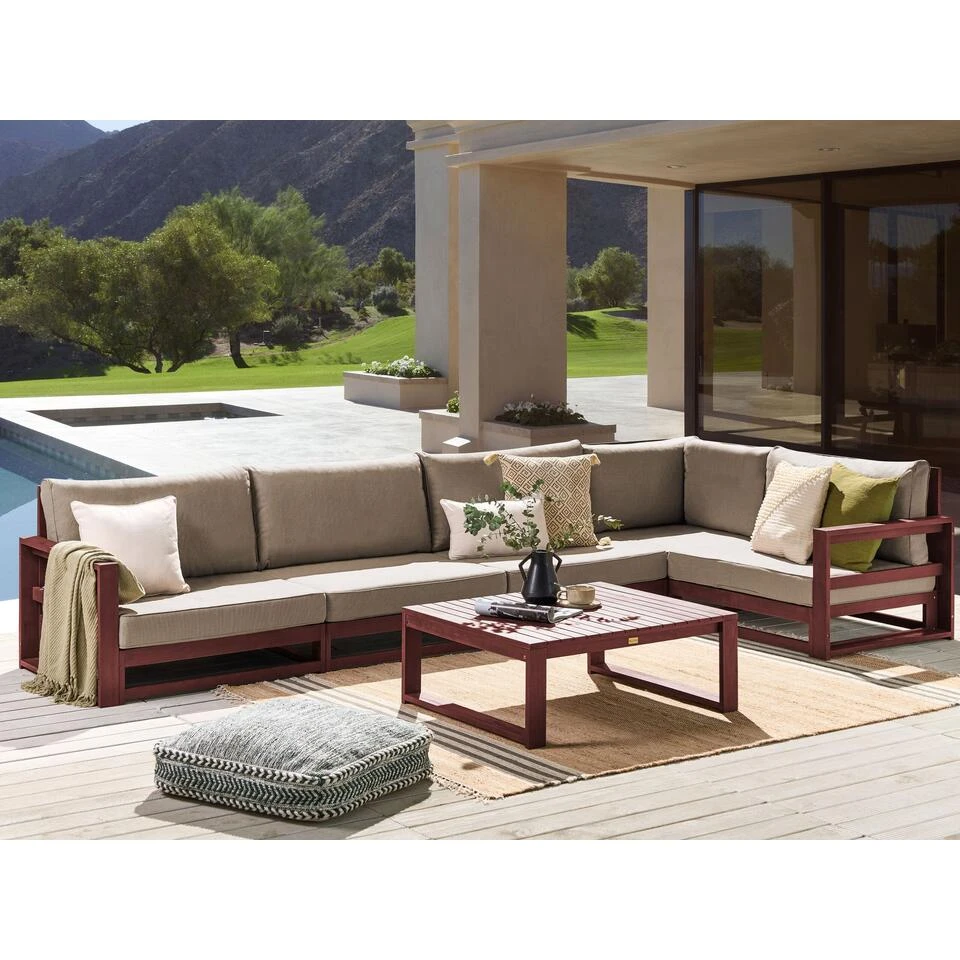 Beliani Loungeset TIMOR - Donkere Houtkleur Acaciahout - Afbeelding 2