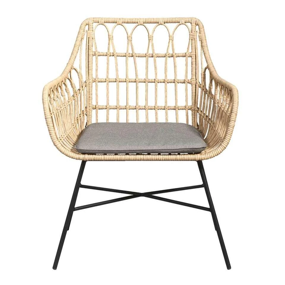 Le Sud Loungestoel Grimaud - Zwart/naturel - 82x70x67 Cm - Afbeelding 2