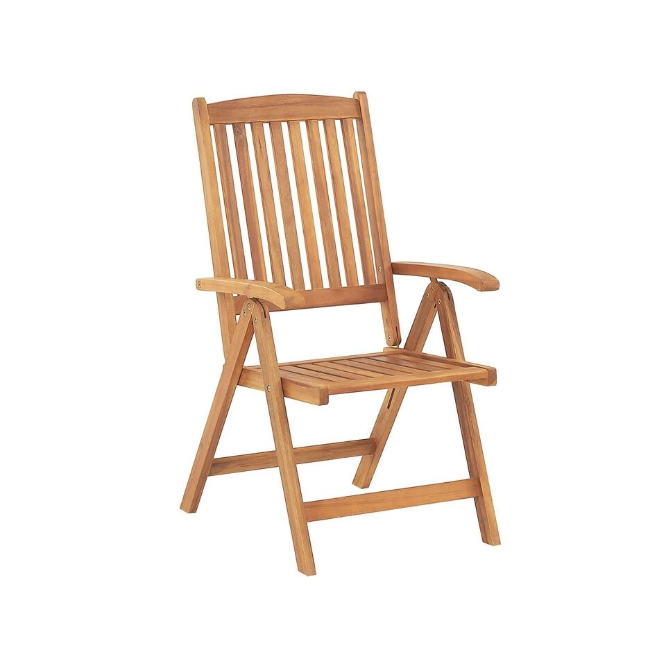 Beliani Tuinstoel JAVA - Lichte Houtkleur Acaciahout - Afbeelding 3