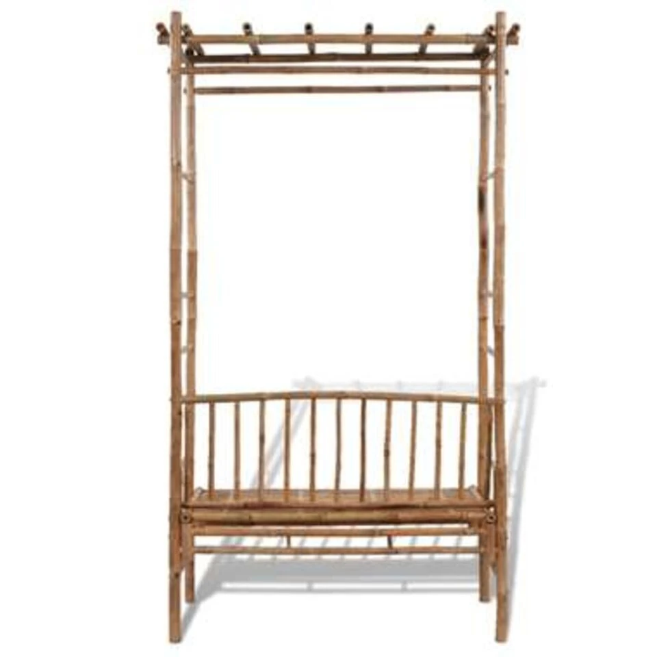 VidaXL Tuinbank Met Pergola 130 Cm Bamboe - Afbeelding 2