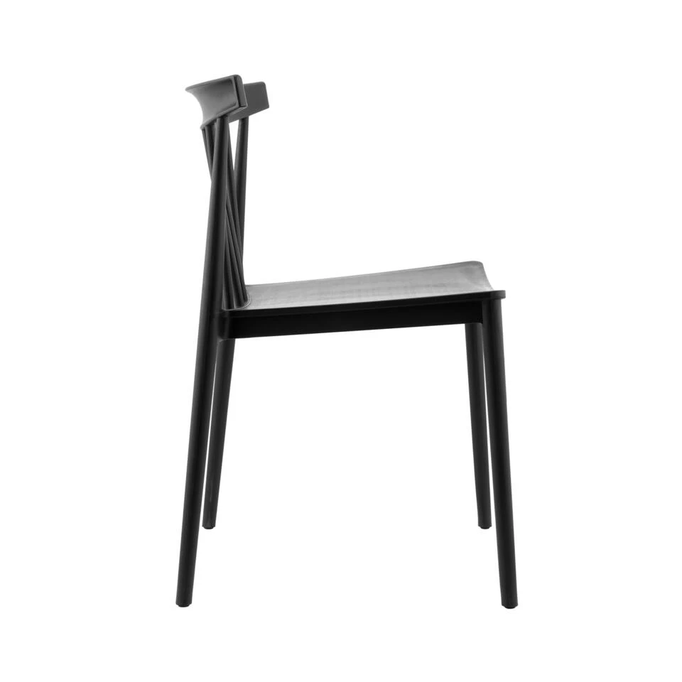 Giga Meubel Tuinstoelen Stapelbaar - Zwart - Kunststof - Set Van 2 - Afbeelding 3