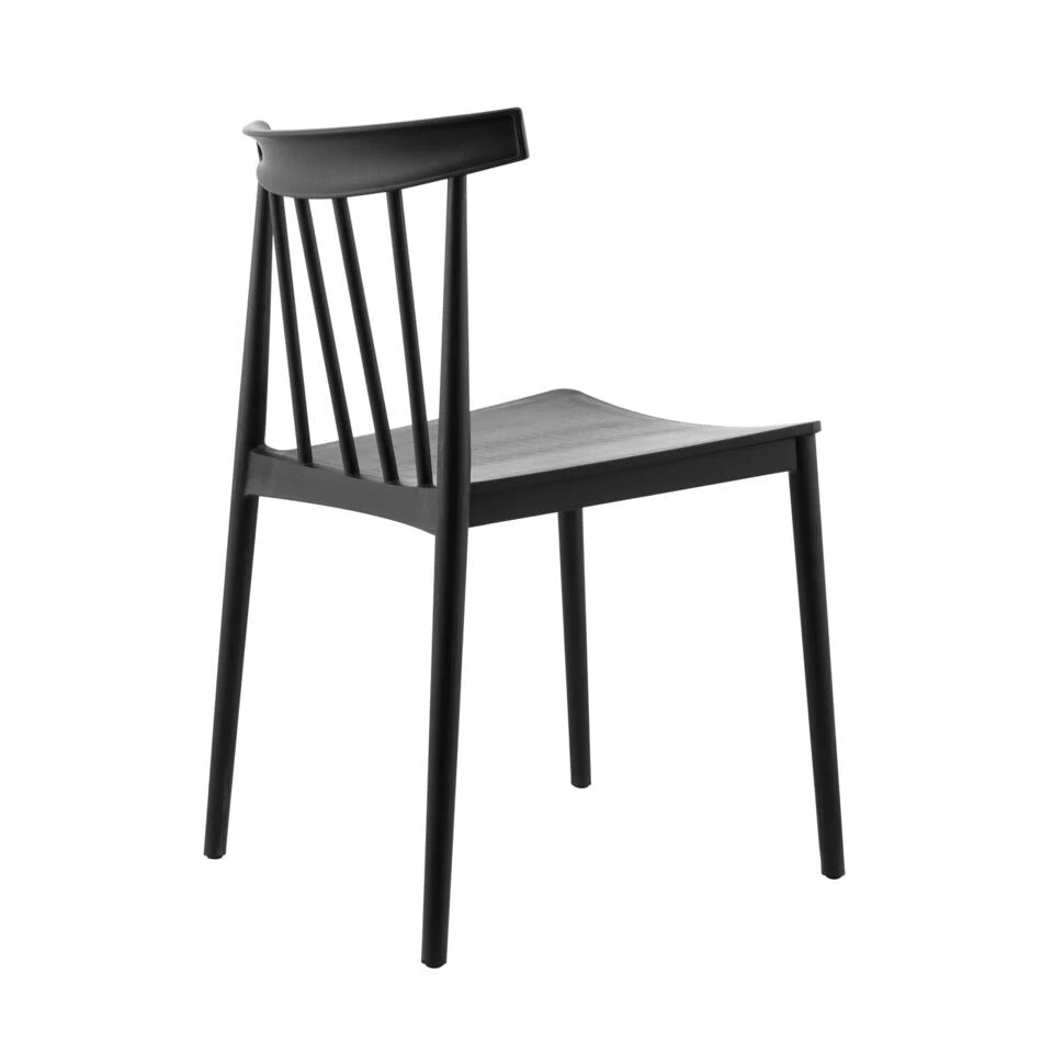 Giga Meubel Tuinstoelen Stapelbaar - Zwart - Kunststof - Set Van 2 - Afbeelding 4