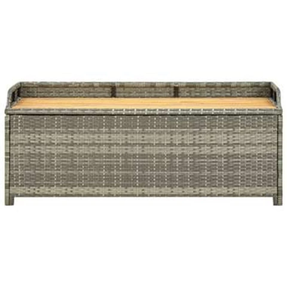 VidaXL Tuinopbergbank 120 Cm Poly Rattan Grijs - Afbeelding 4