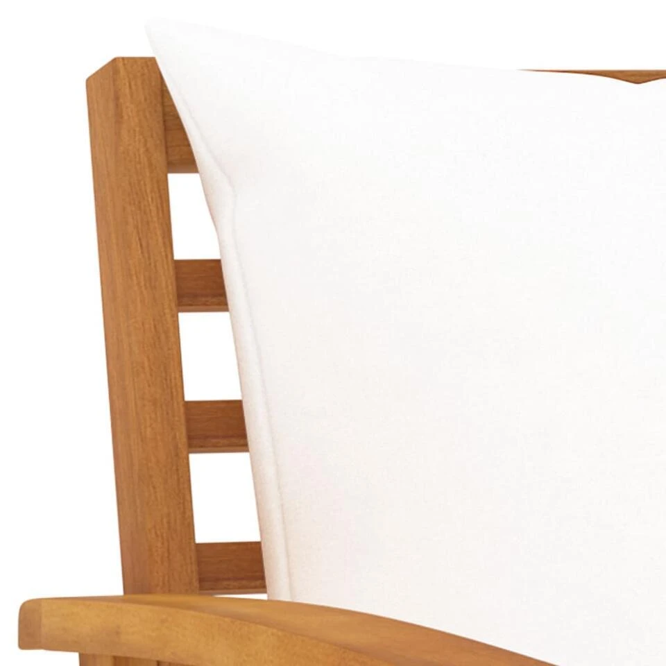 VidaXL Tuinbank Met Crèmekleurig Kussen 120 Cm Massief Acaciahout - Afbeelding 4